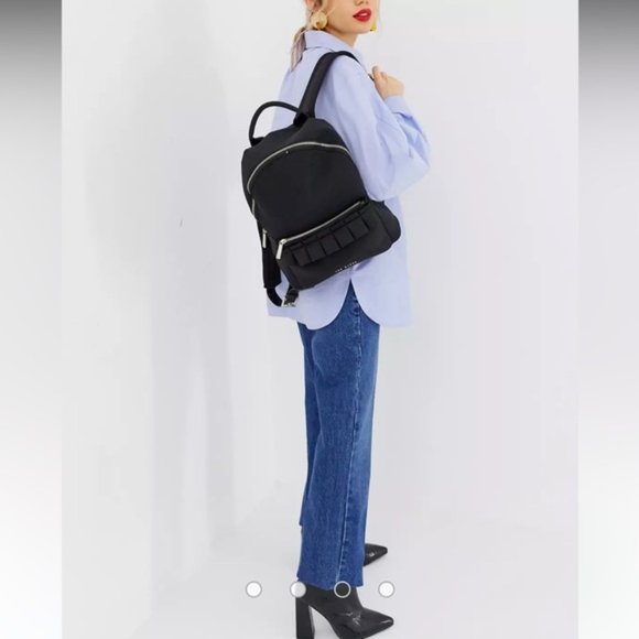 Ted BakerWomens Black Reese Ruffle Detail Zip Backpack main image 4